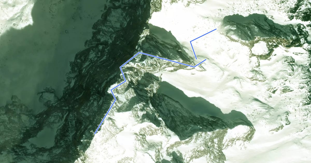 Маршрут Ferrata degli Alleghesi на спутниковом снимке