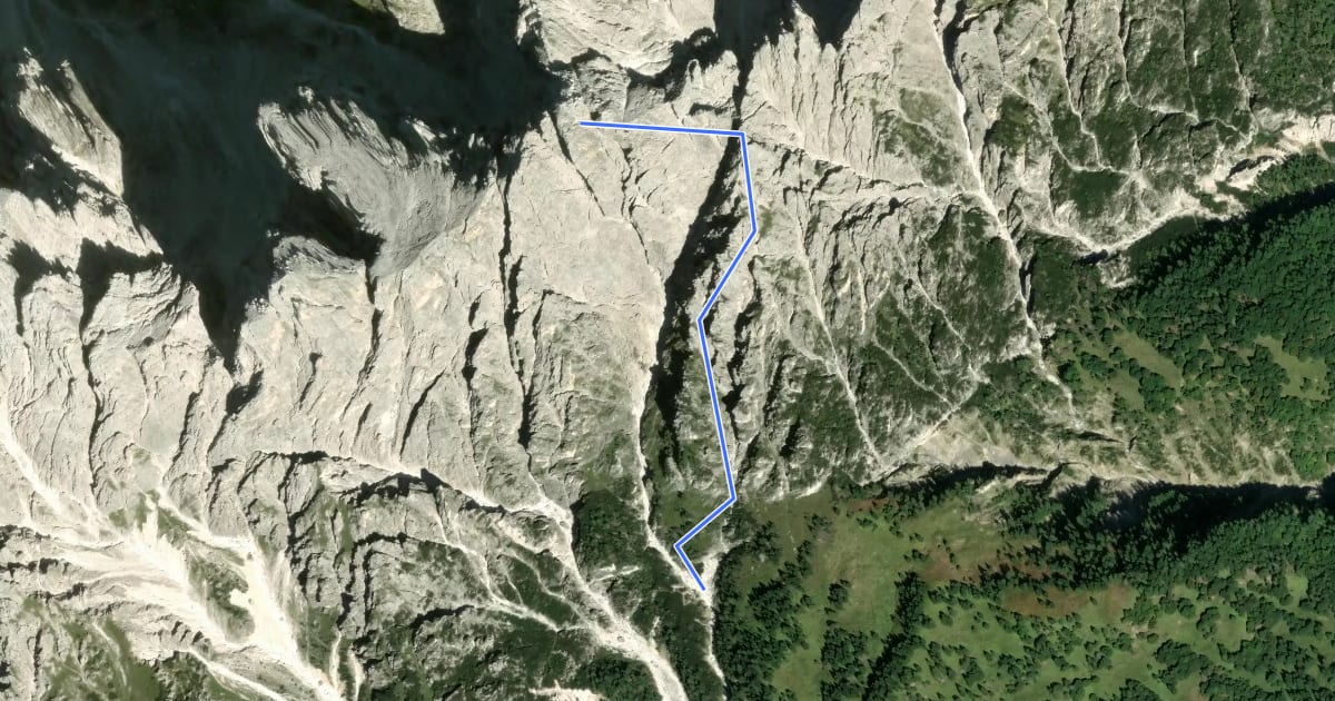 Маршрут Ferrata dei 50 на спутниковом снимке