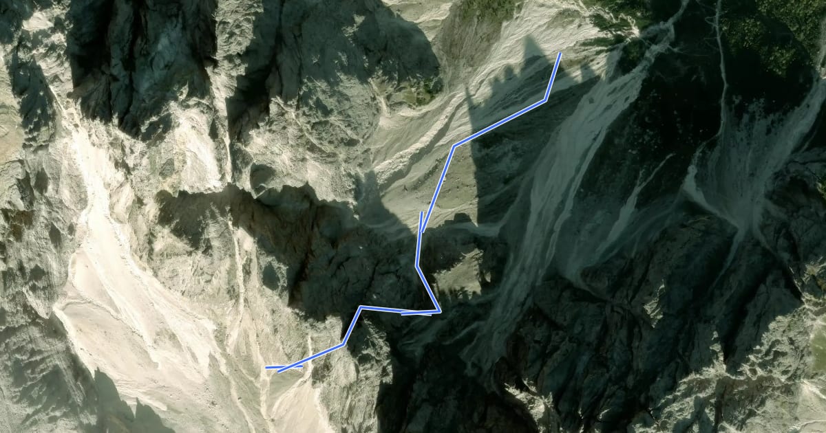 Маршрут Ferrata Roghel на спутниковом снимке