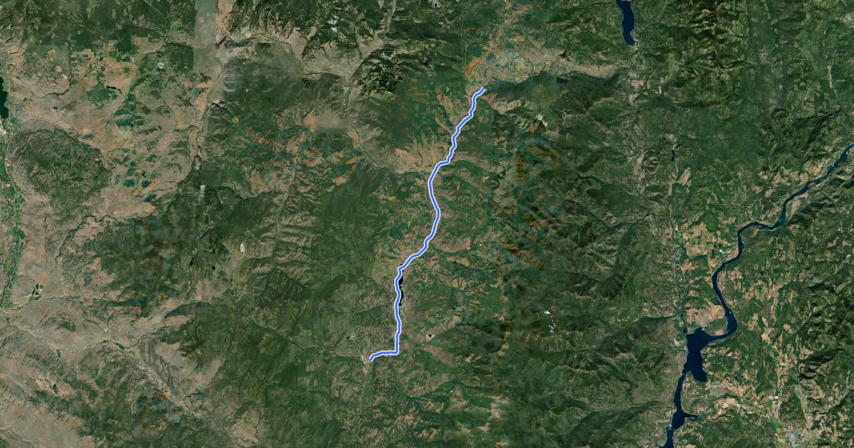 Маршрут Ferry County Rail Trail на спутниковом снимке