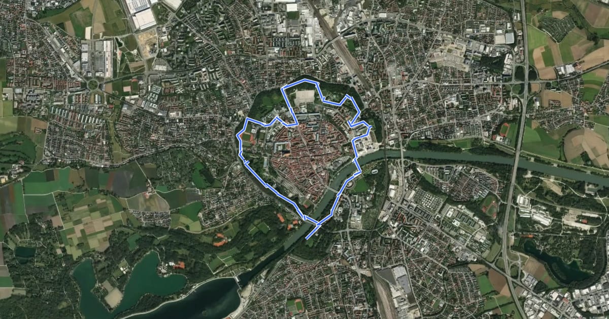 Маршрут Festungsrundgang Ingolstadt на спутниковом снимке