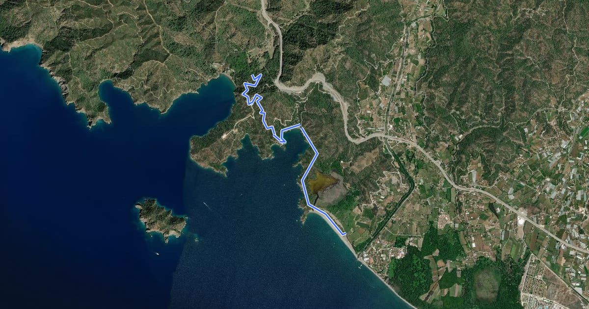 Маршрут Fethiye trail Akgol-Katranci-Gunluk на спутниковом снимке