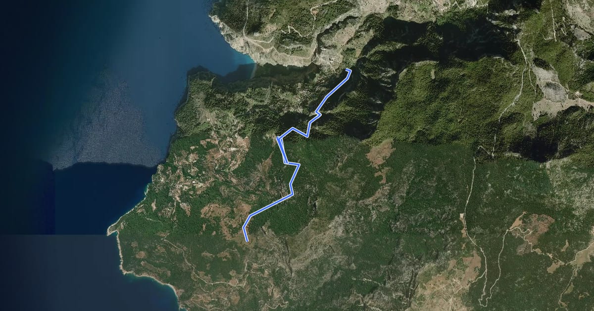 Маршрут Fethiye trail Faralya-Kabak Koyu на спутниковом снимке