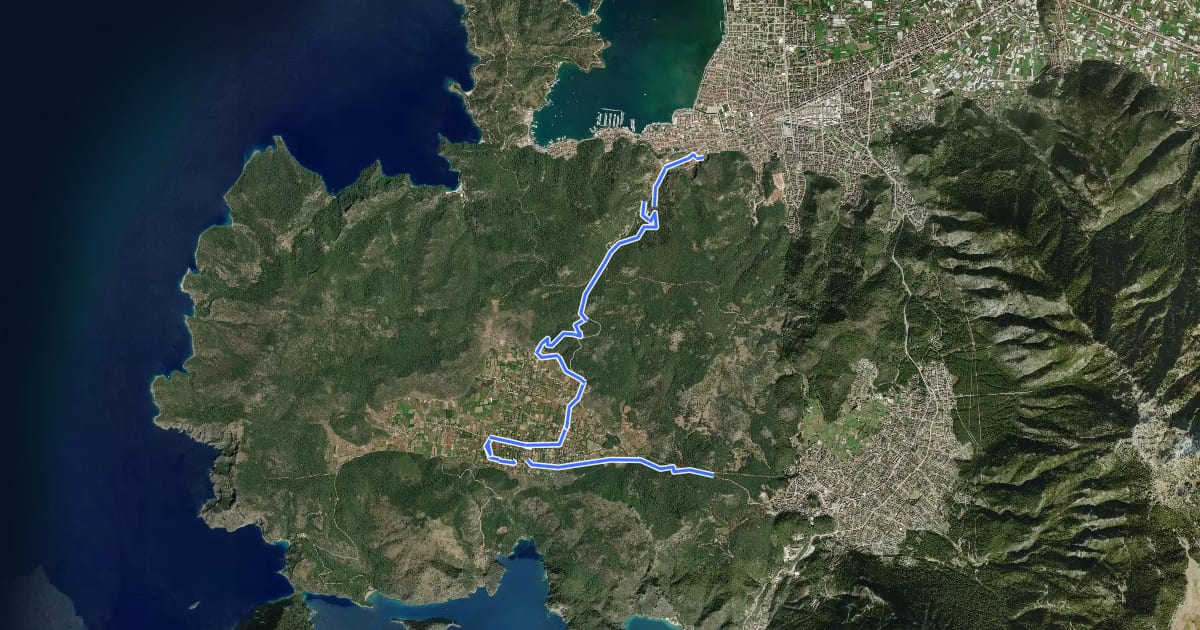 Маршрут Fethiye Trail from Fethiye to Kayaköy на спутниковом снимке
