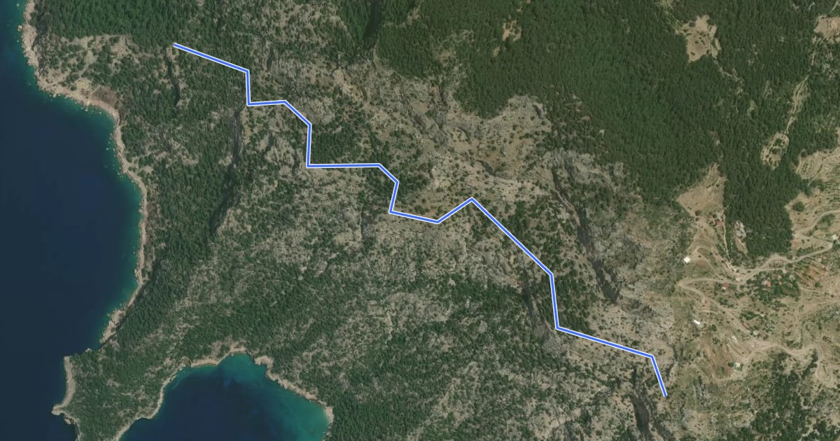 Маршрут Fethiye trail From Kabak to Alinca на спутниковом снимке