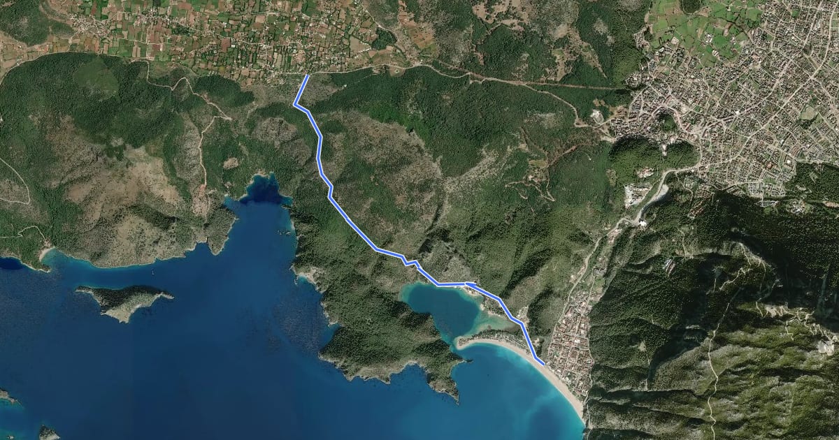 Маршрут Fethiye Trail from Kayaköy to Olüdeniz на спутниковом снимке