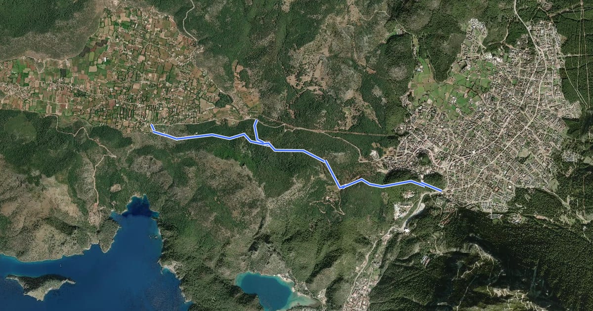 Маршрут Fethiye Trail from Kayaköy to Ovacık на спутниковом снимке