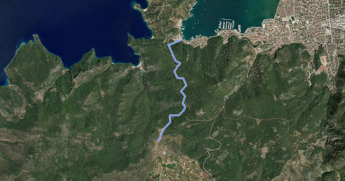 Маршрут Fethiye Trail from Kayaköy to the Karagozler на спутниковом снимке