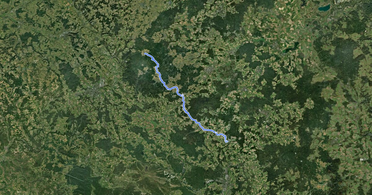 Маршрут Fichtelnaab-Radweg на спутниковом снимке