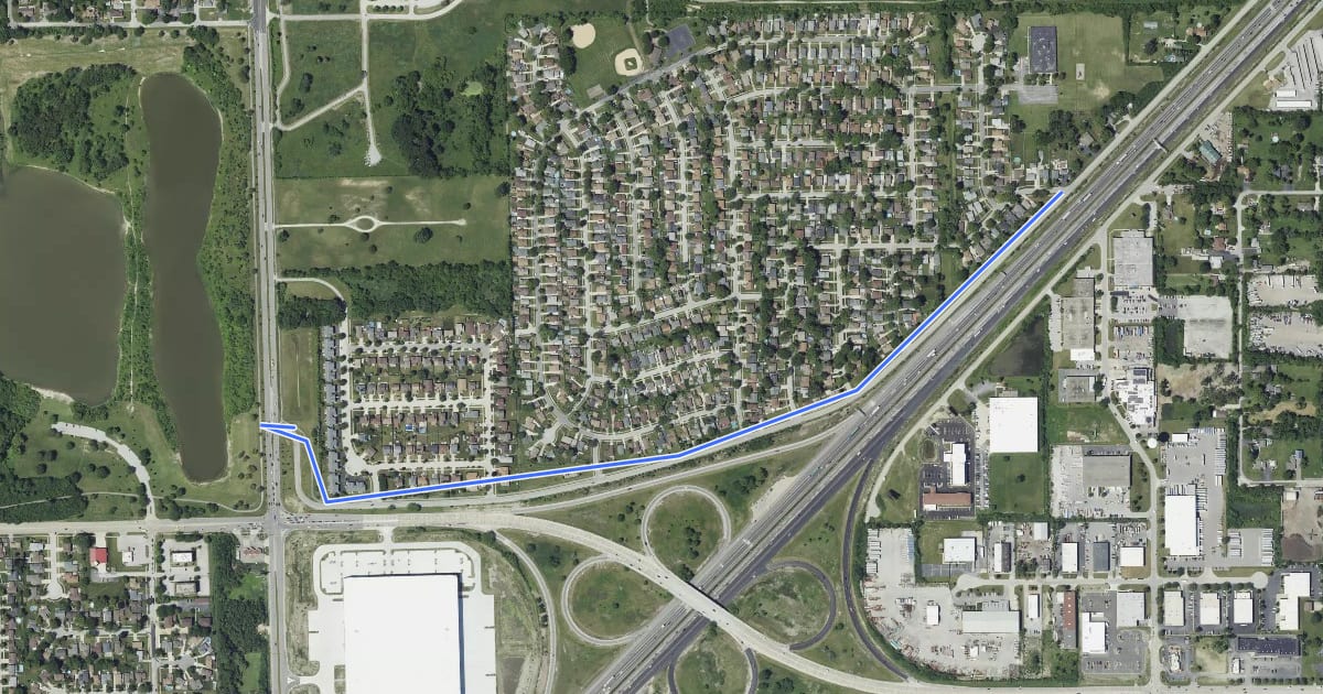 Маршрут Fieldcrest Drive Path на спутниковом снимке