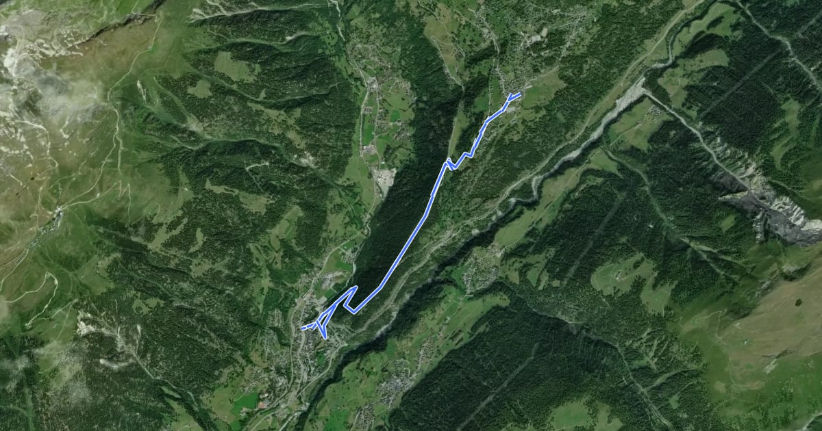 Маршрут Fiesch - Bellwald на спутниковом снимке