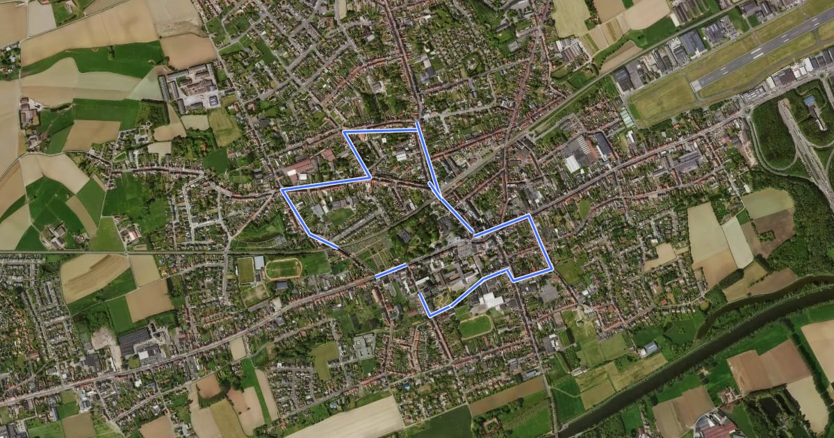 Маршрут Fietsexamen Wevelgem на спутниковом снимке