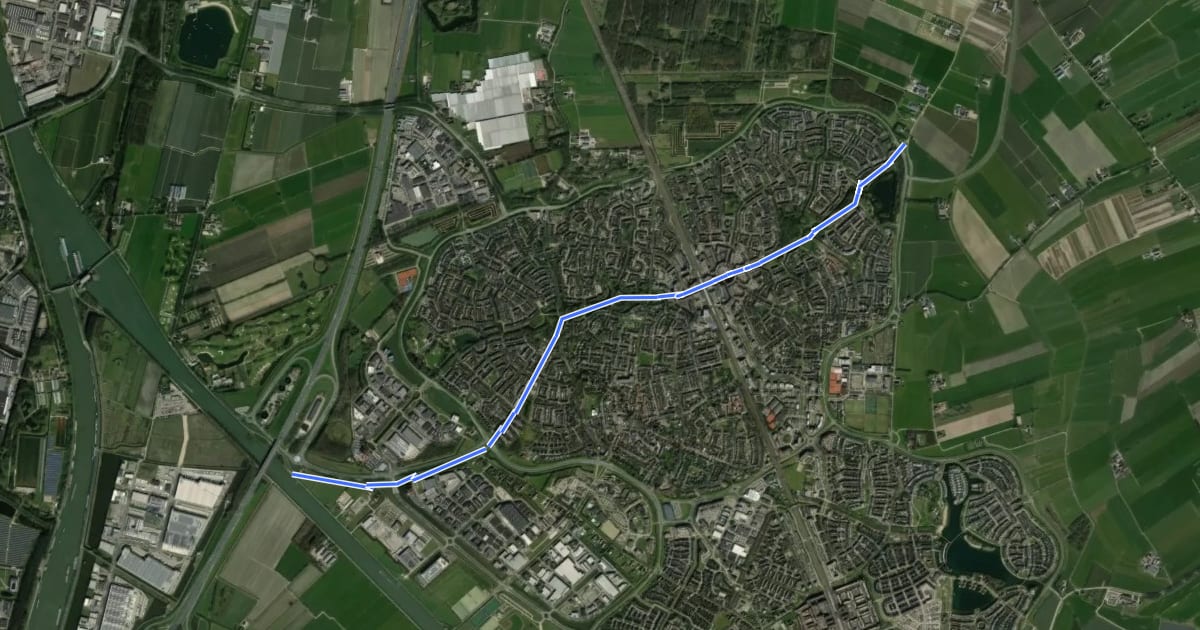 Маршрут Fietsnet Houten Route 1 на спутниковом снимке