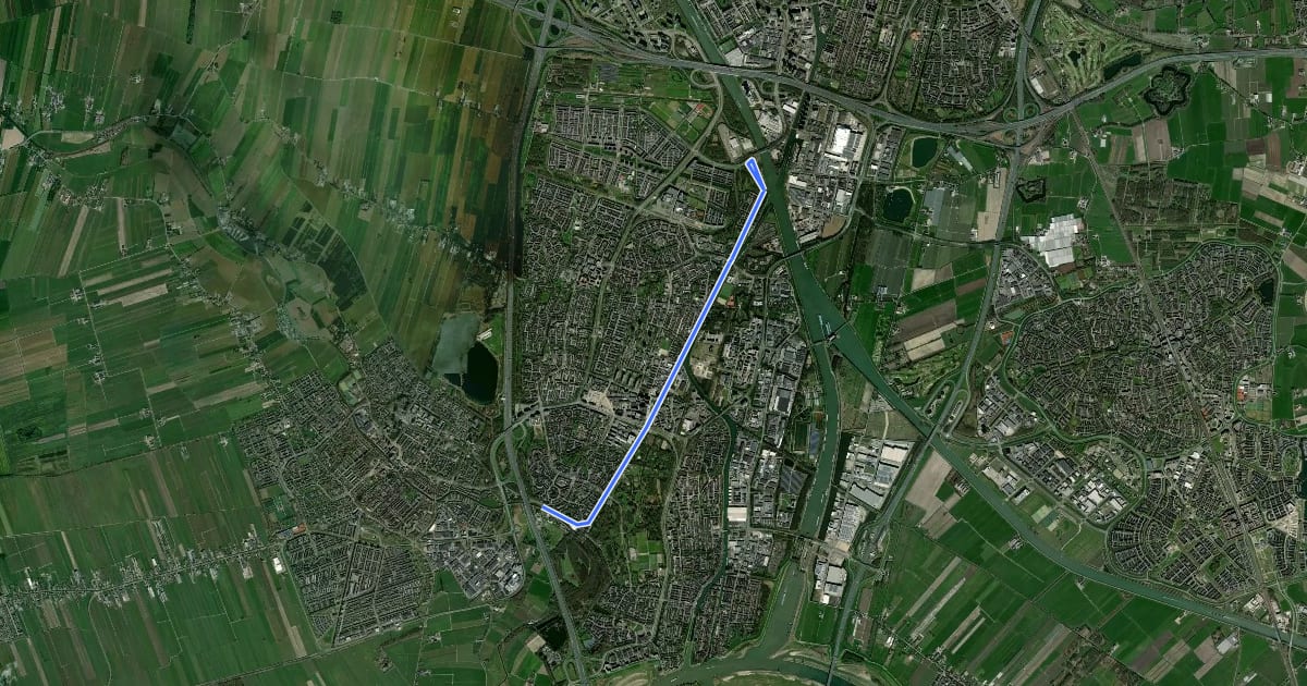 Маршрут Fietsnet Nieuwegein Route A на спутниковом снимке