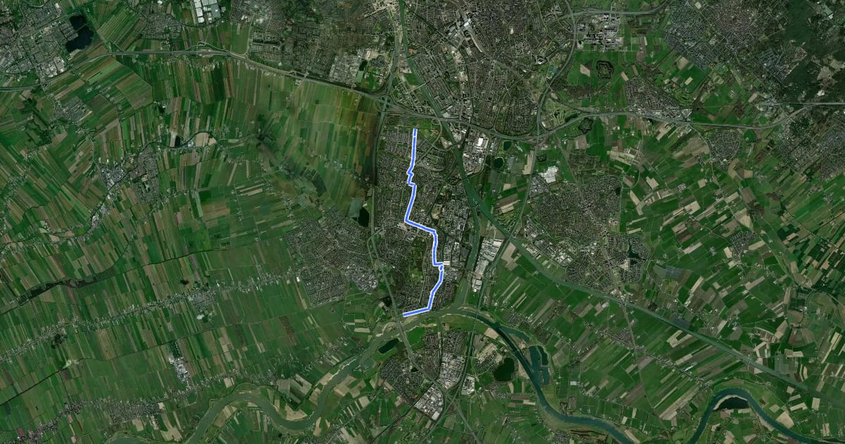 Маршрут Fietsnet Nieuwegein Route B на спутниковом снимке