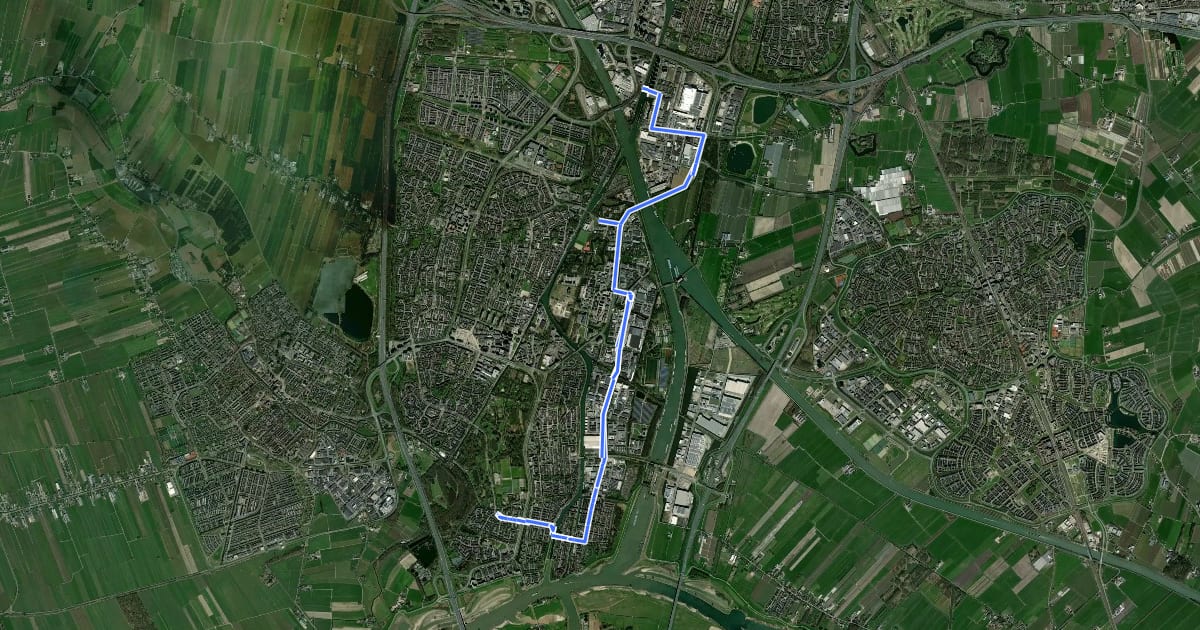 Маршрут Fietsnet Nieuwegein Route D на спутниковом снимке