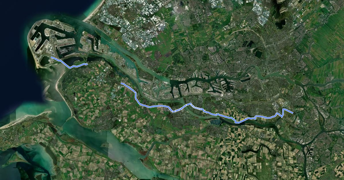 Маршрут Fietsroute 10 на спутниковом снимке