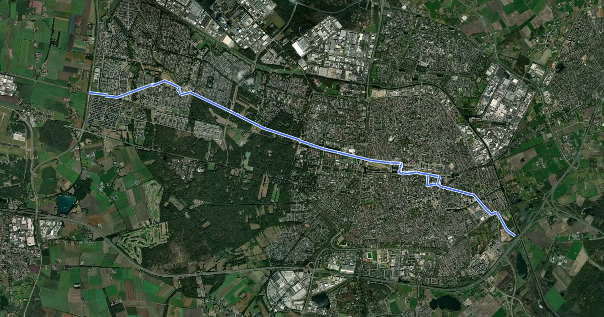 Маршрут Fietsroute 2 на спутниковом снимке