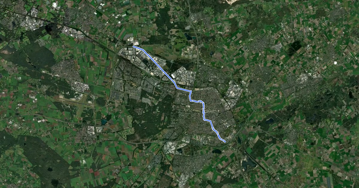 Маршрут Fietsroute 4 на спутниковом снимке