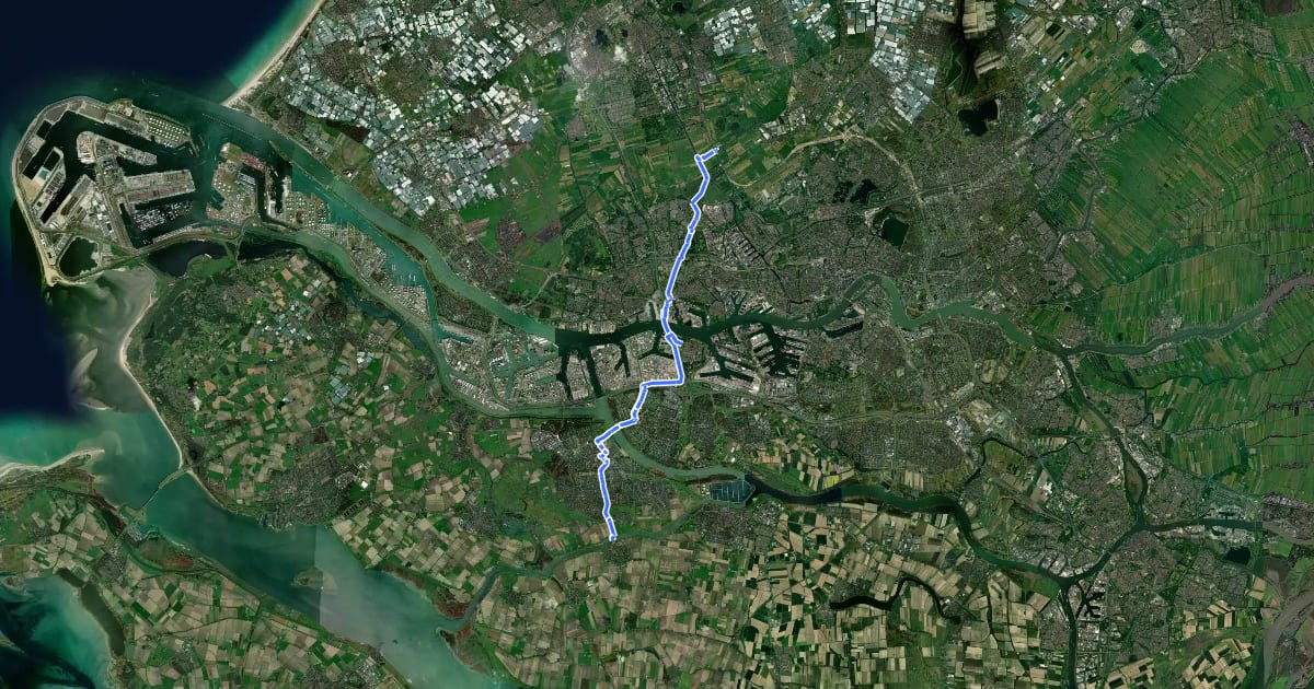 Маршрут Fietsroute 4 на спутниковом снимке
