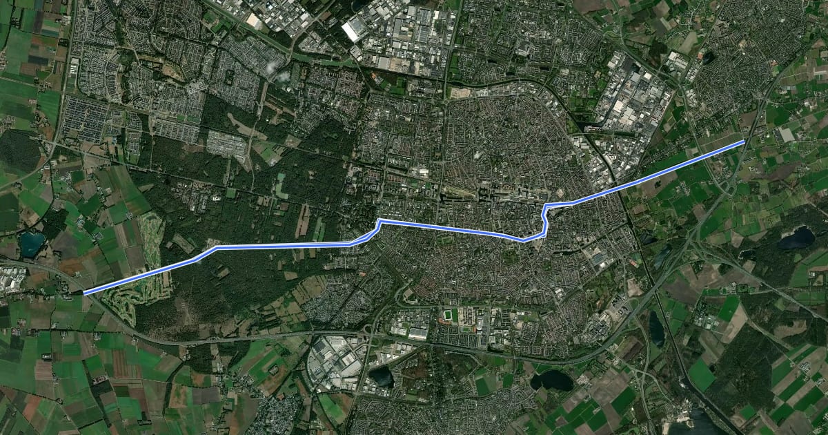 Маршрут Fietsroute 5 на спутниковом снимке