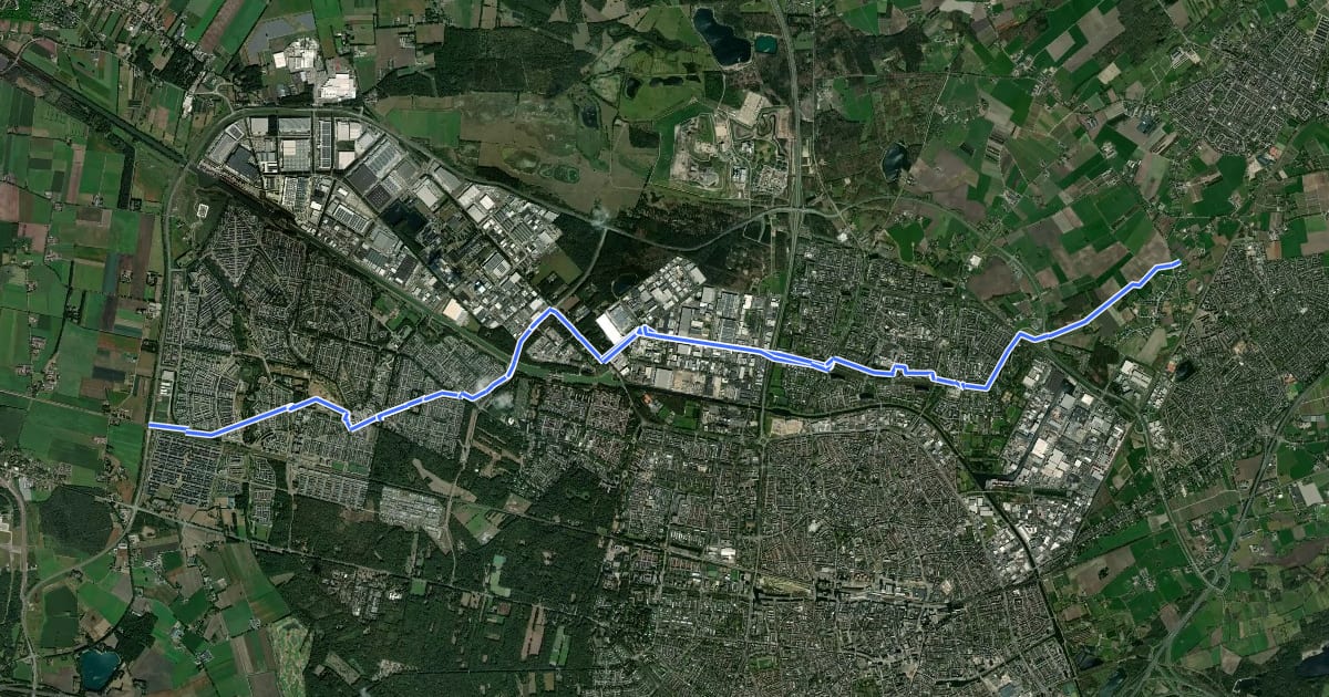 Маршрут Fietsroute 7 на спутниковом снимке