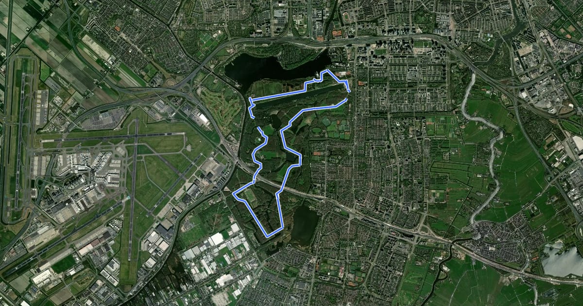 Маршрут Fietsroute Amsterdamse Bos на спутниковом снимке