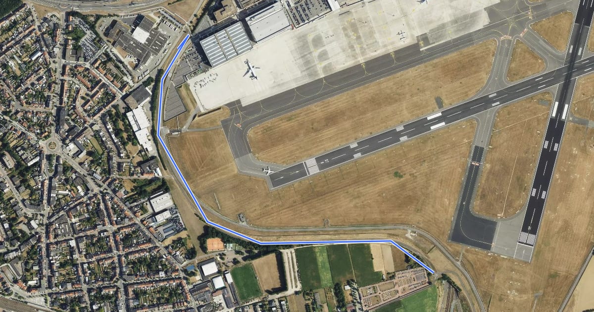 Маршрут Fietssnelweg Luchthaven Zaventem на спутниковом снимке