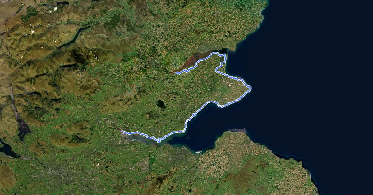 Маршрут Fife Coastal Path на спутниковом снимке