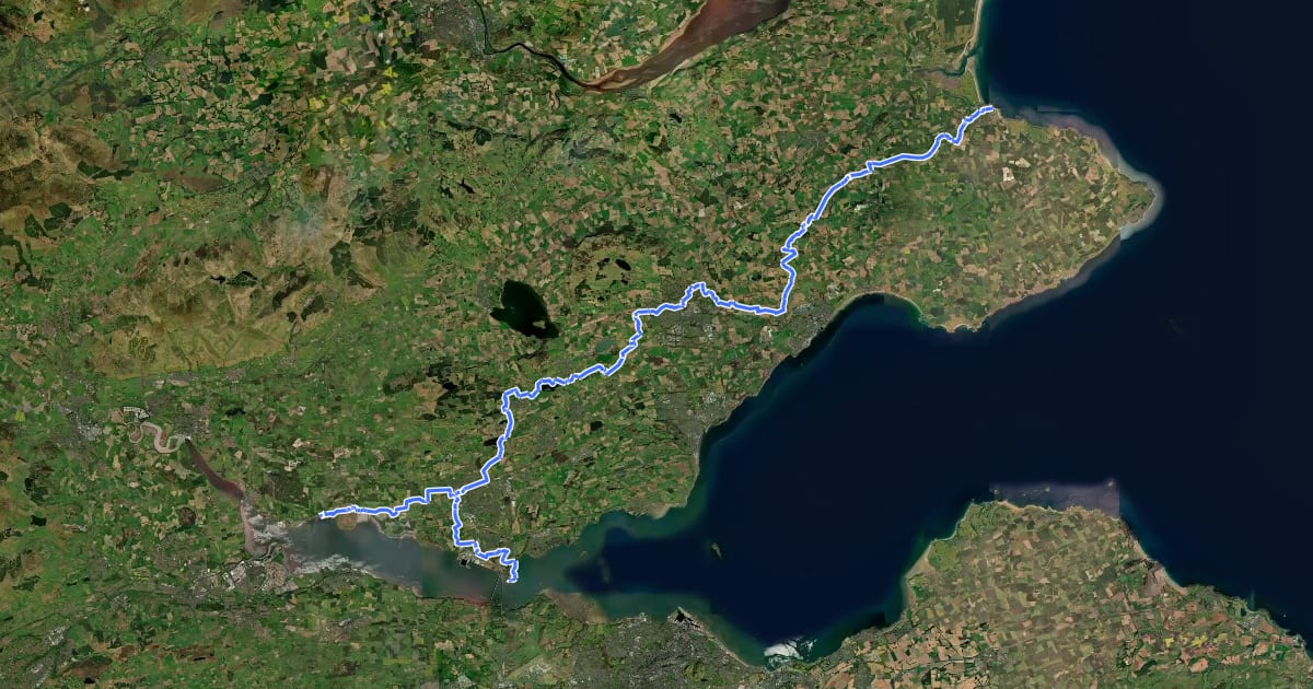 Маршрут Fife Pilgrim Way на спутниковом снимке