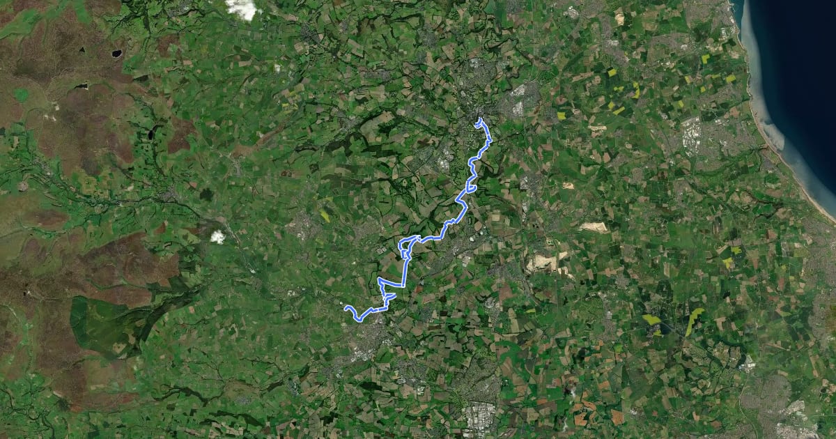 Маршрут Finchale Camino Inglés (Durham to Escomb) на спутниковом снимке