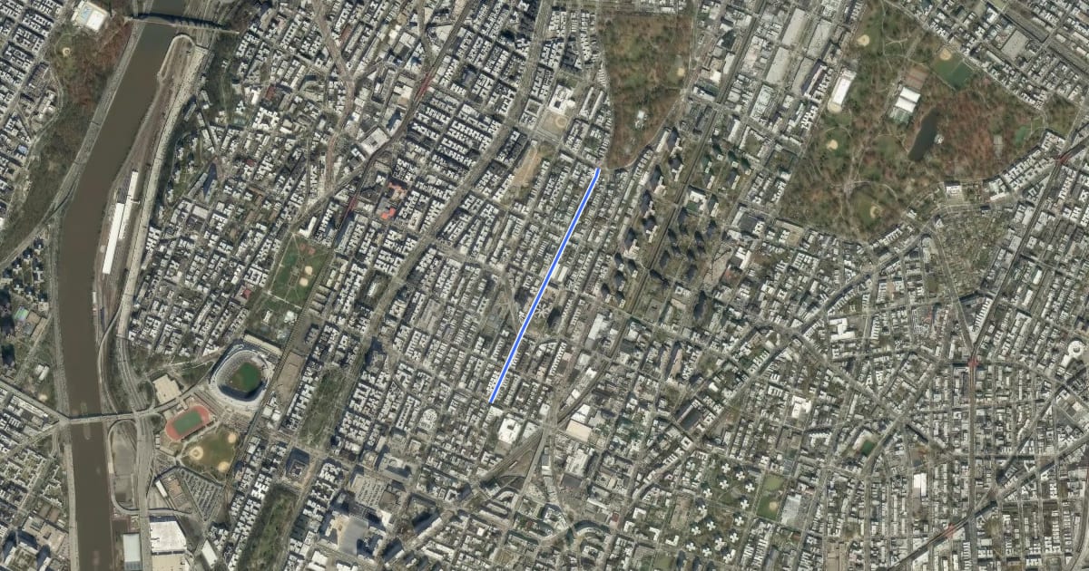 Маршрут Findlay Avenue на спутниковом снимке