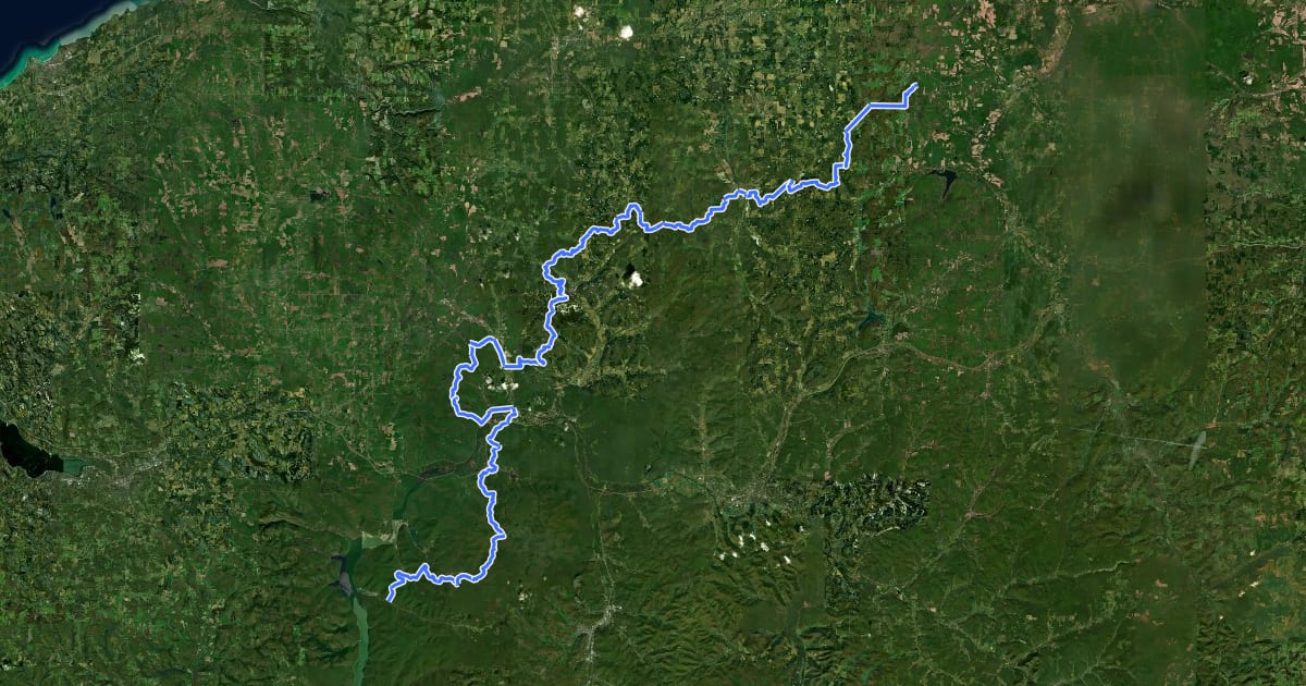 Маршрут Finger Lakes Trail (Allegany Region) на спутниковом снимке