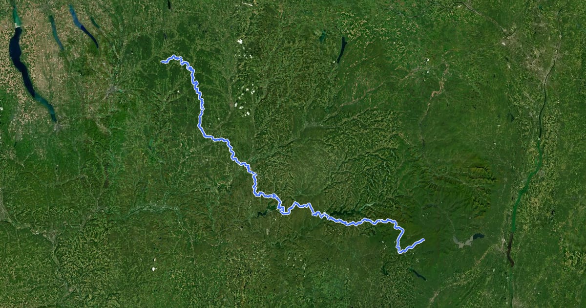 Маршрут Finger Lakes Trail (Catskill Region) на спутниковом снимке