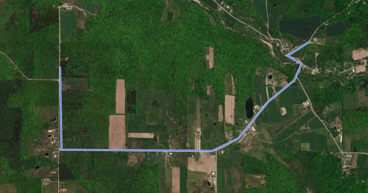 Маршрут Finger Lakes Trail High Water Bypass на спутниковом снимке
