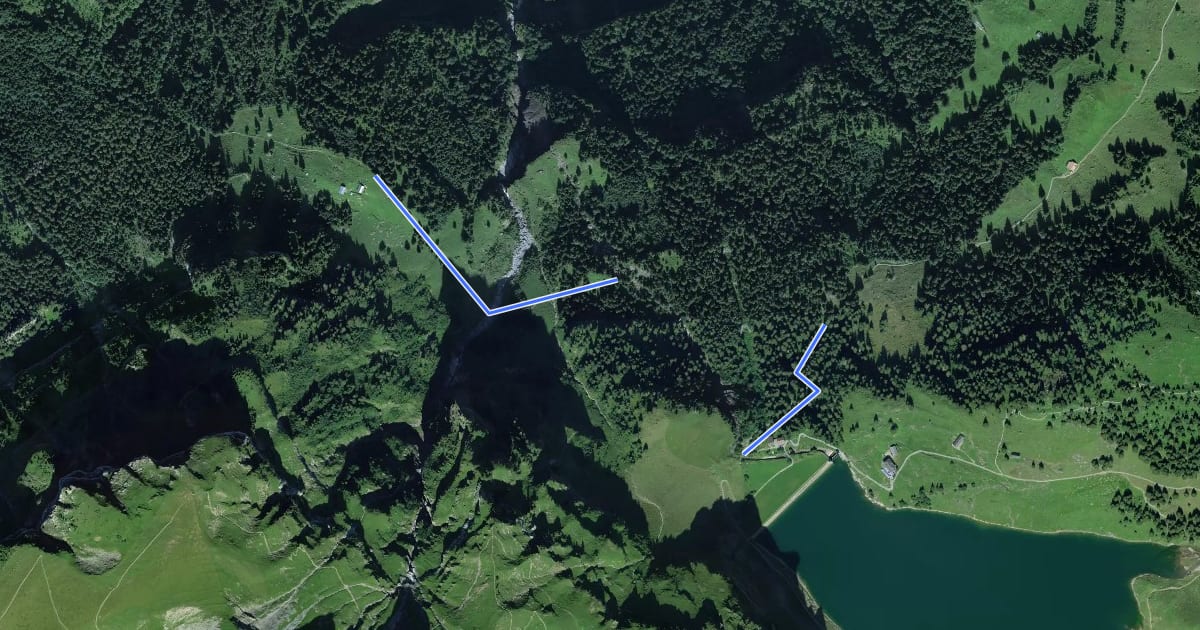 Маршрут Firnhütte - Bannalpsee на спутниковом снимке