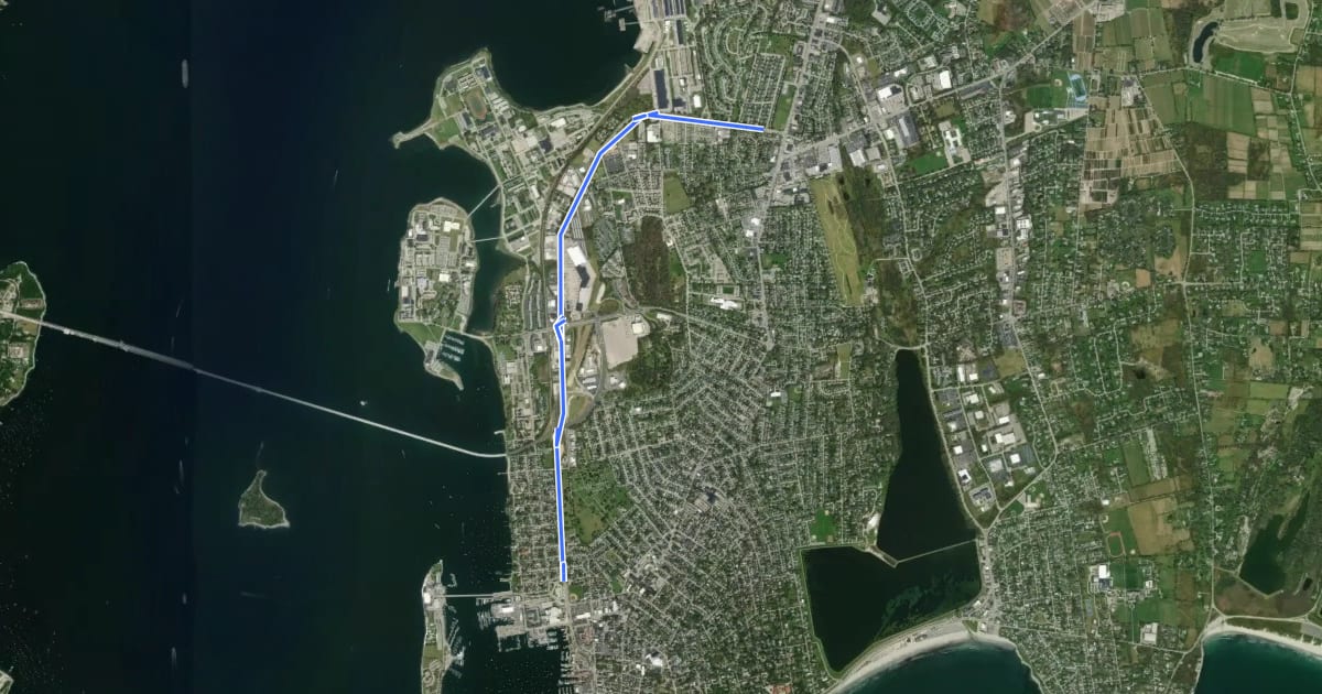 Маршрут First Mile Bikeway на спутниковом снимке