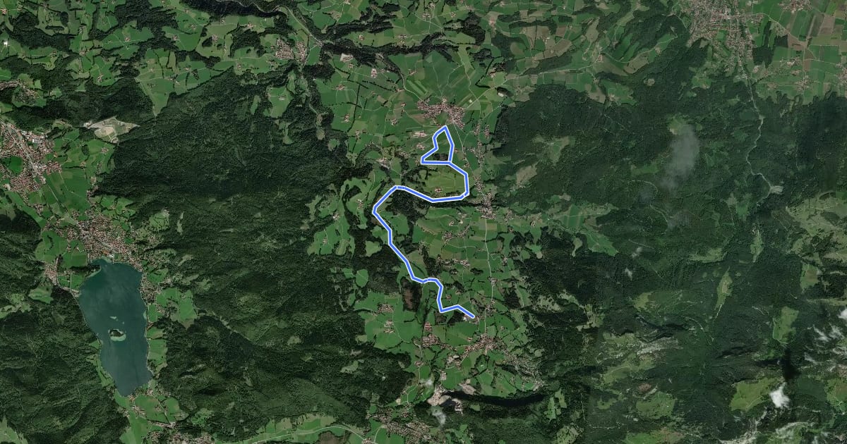 Маршрут Fischbachau-Elbach-Hundham на спутниковом снимке