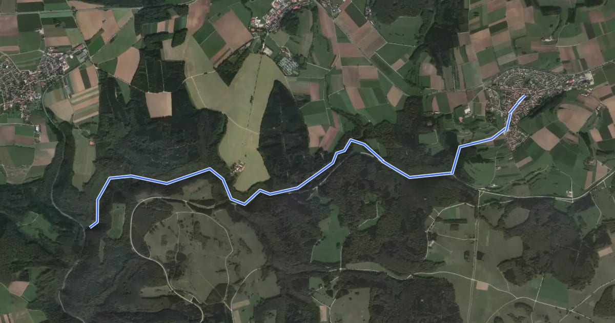 Маршрут Fischburgtal - Zainingen на спутниковом снимке