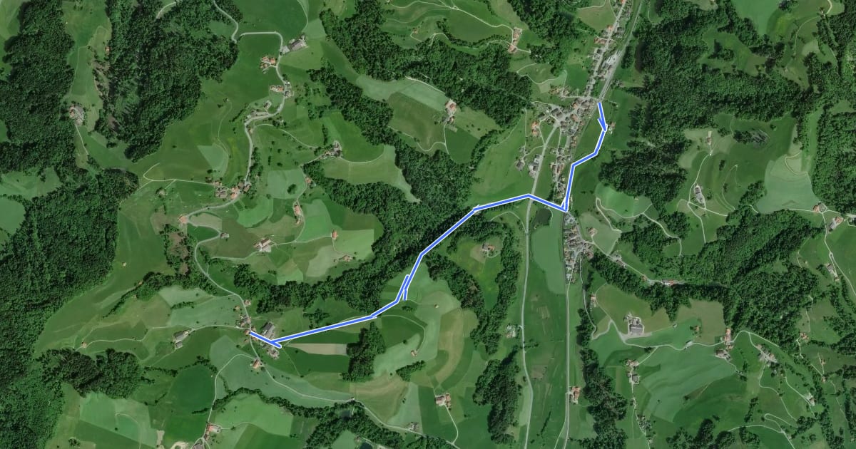 Маршрут Fischenthal - Kleinbäretswil на спутниковом снимке