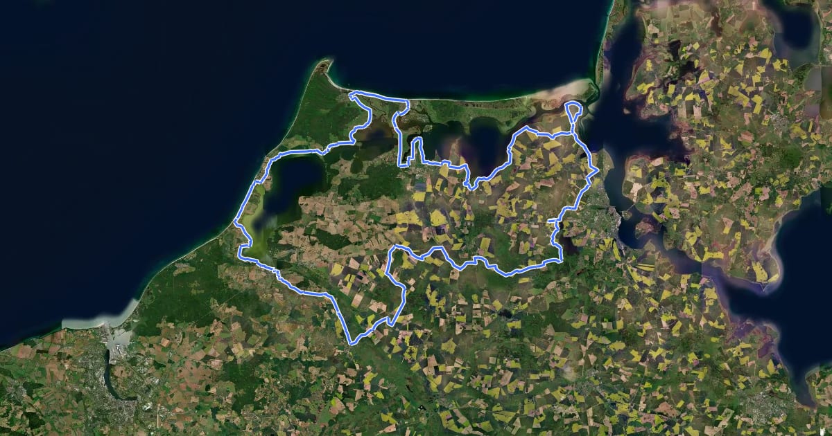 Маршрут Fischland-Darß-Zingst Rundweg на спутниковом снимке