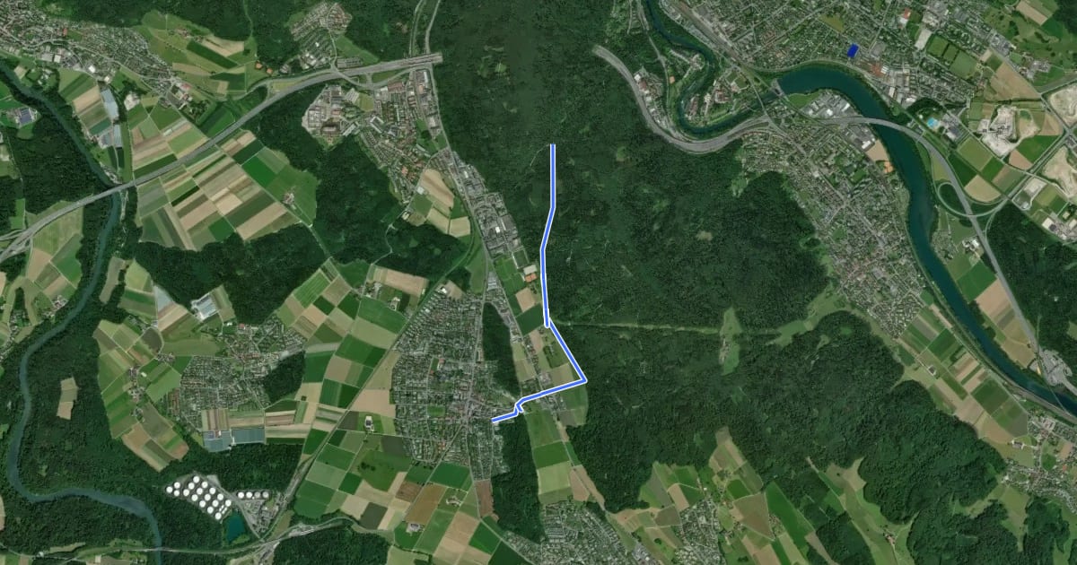 Маршрут Fislisbach - Spittelau на спутниковом снимке
