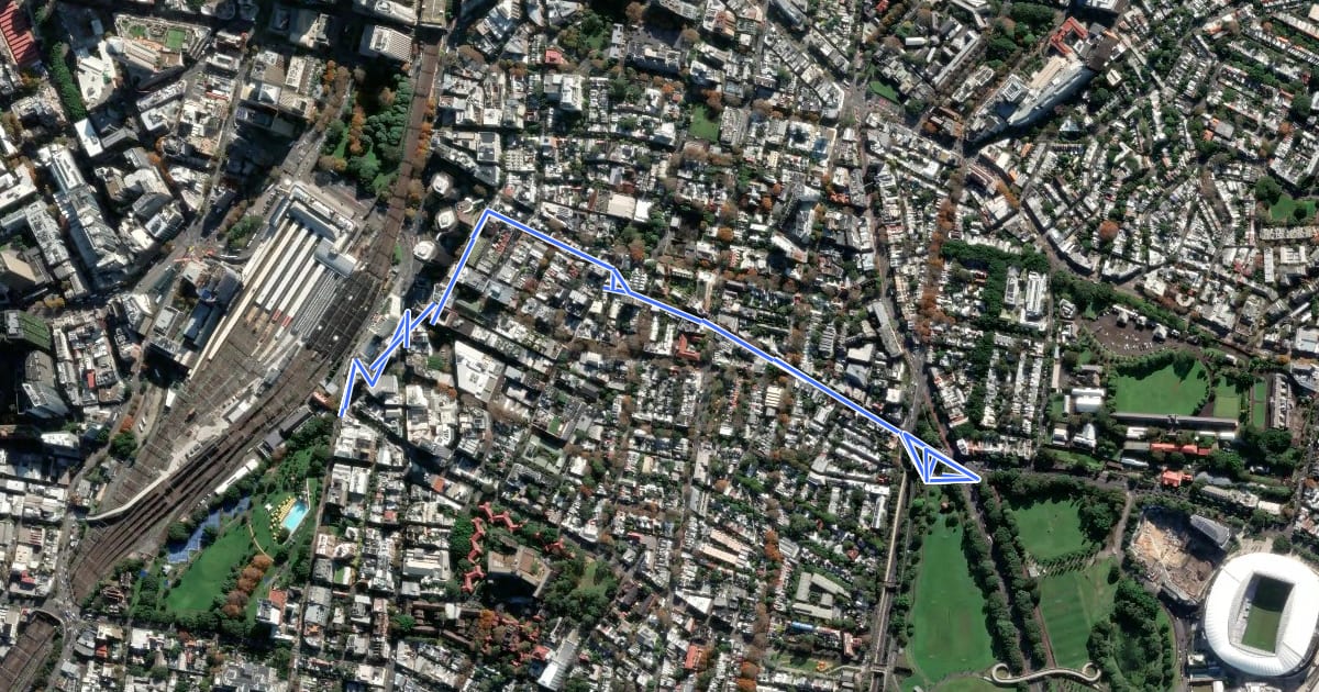 Маршрут Fitzroy Street на спутниковом снимке