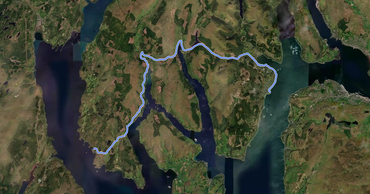 Маршрут Five Ferries Route на спутниковом снимке