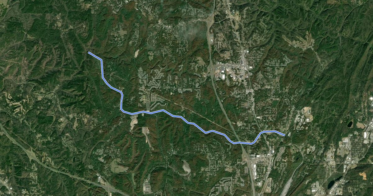 Маршрут Five Mile Creek Greenway на спутниковом снимке