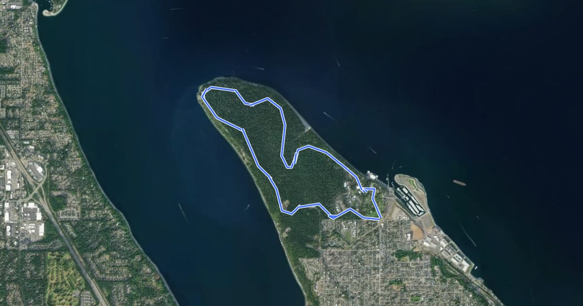 Маршрут Five Mile Drive на спутниковом снимке