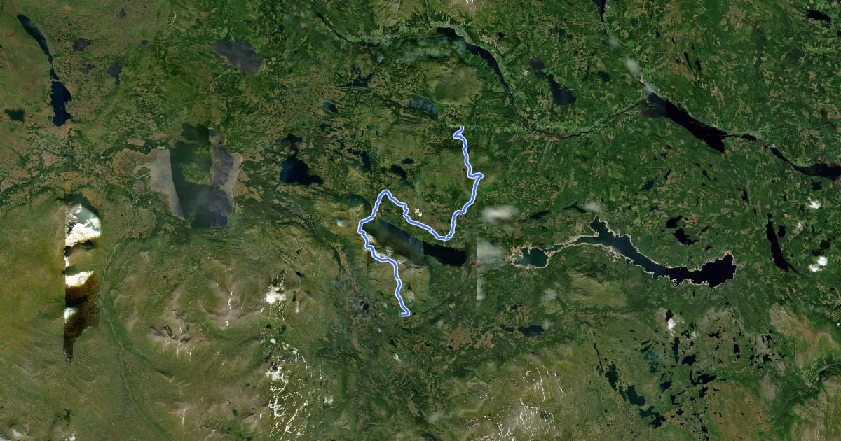 Маршрут Fjällmaratonleden на спутниковом снимке