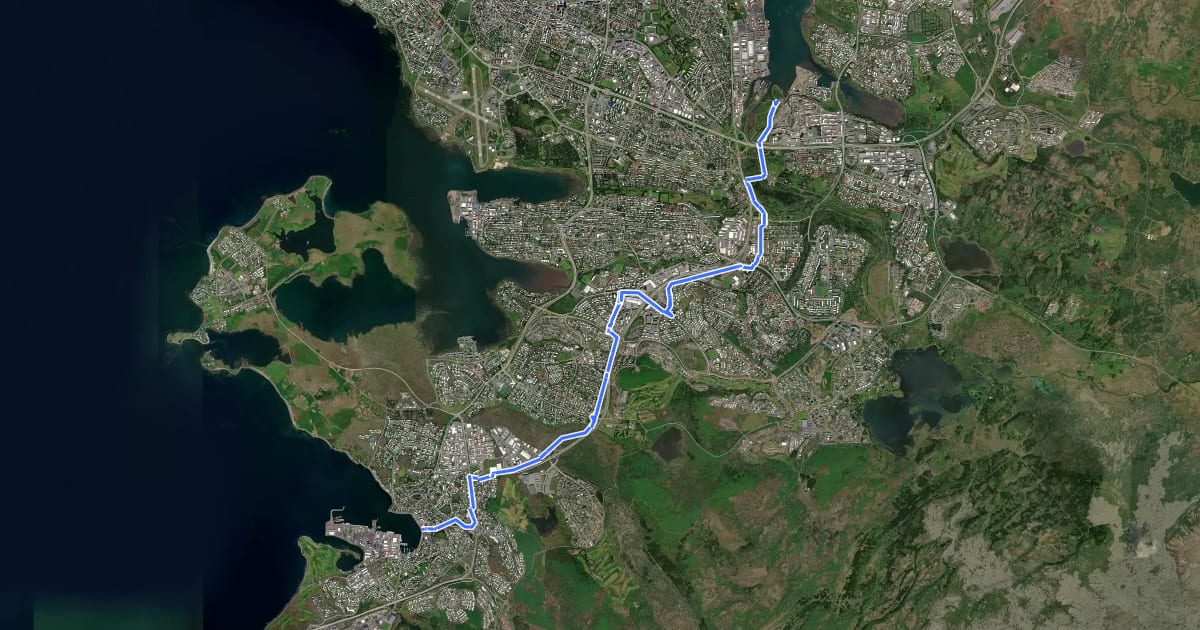 Маршрут Fjólublá leið на спутниковом снимке