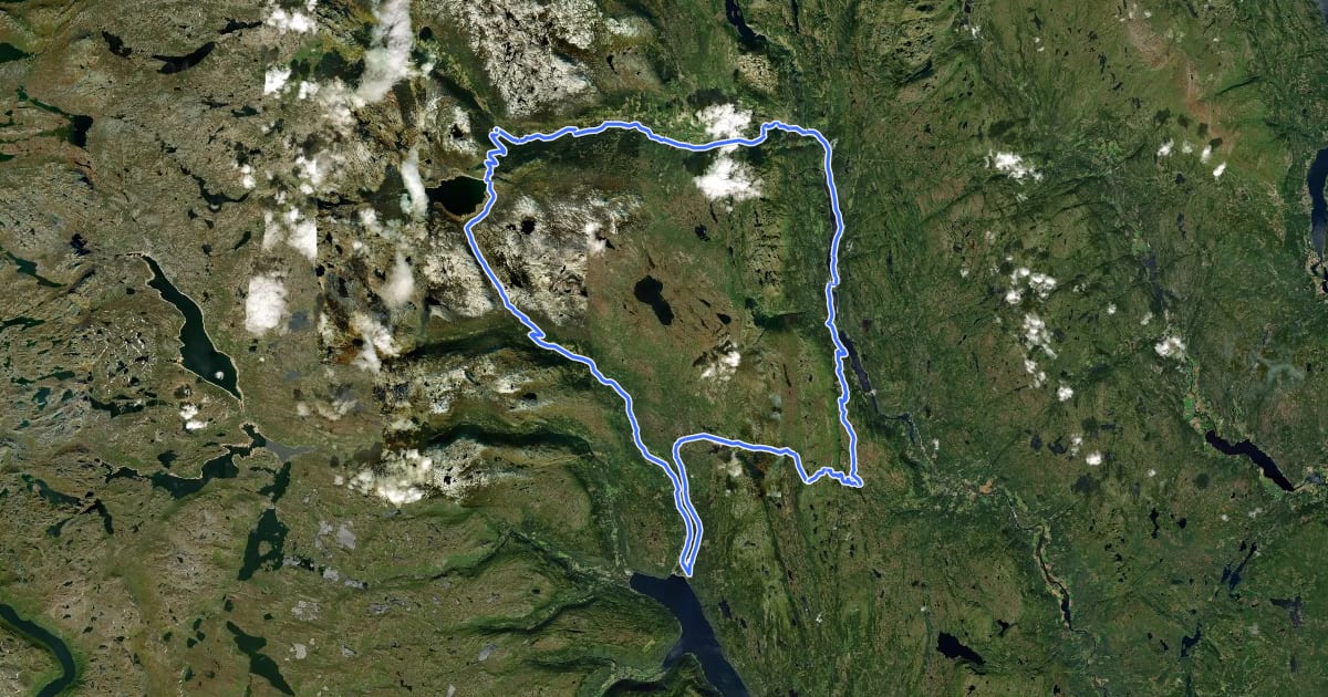 Маршрут Fjellruta over Veggli og Imingfjell на спутниковом снимке