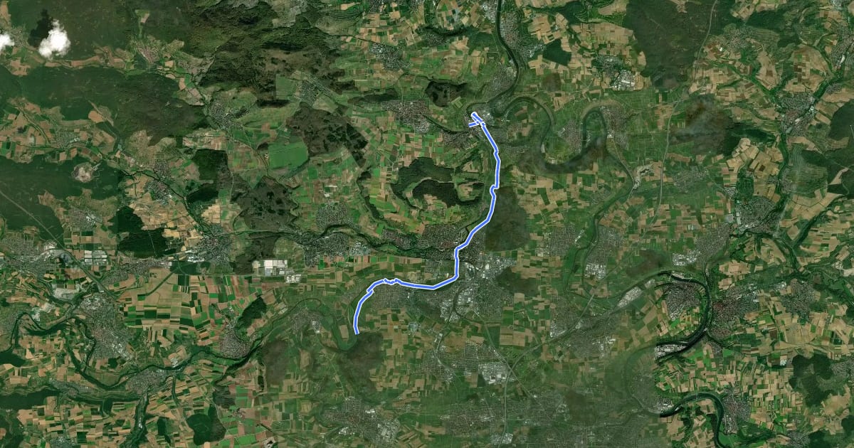 Маршрут Flößerweg на спутниковом снимке